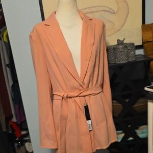 Coat Pietro Filipi Lady's Belted Jacket Peach Blazer small